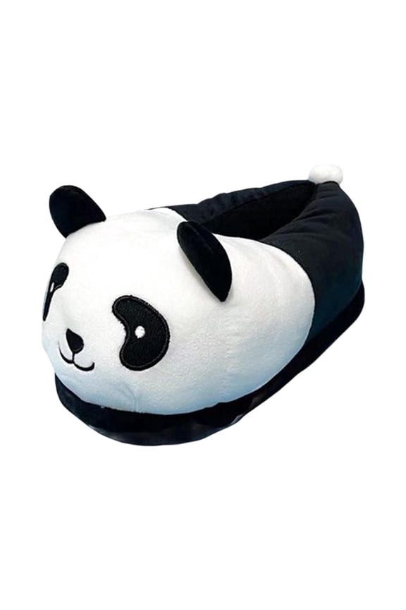 Feet Slippers Furry Lined Winter Shoes Warm House Indoor Shoes , Black and White, EU size 35-43