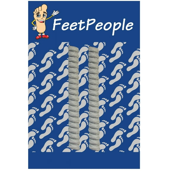 FeetPeople Curly/Twister No-Tie Shoelaces 1 Pair, Light Grey