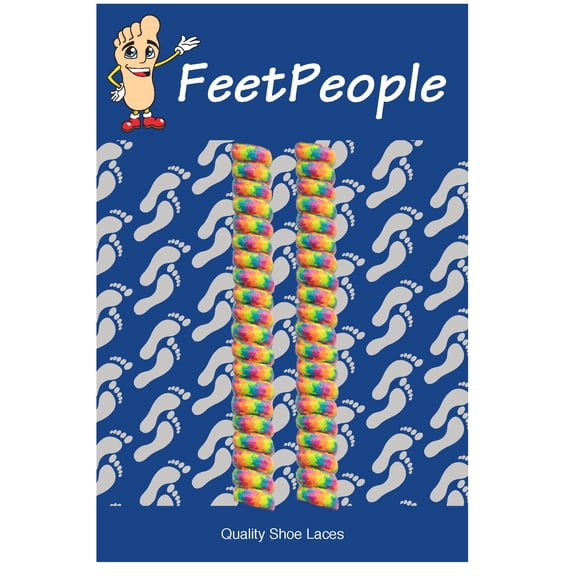 FeetPeople Curly/Twister No-Tie Shoelaces 1 Pair, Rainbow