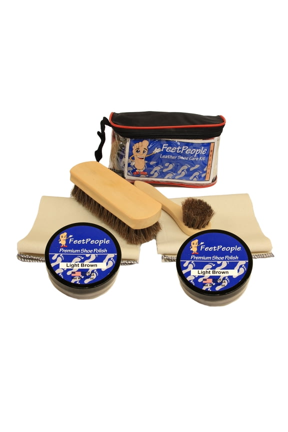 Deluxe Leather Care Kit with Travel Bag, Light Brown