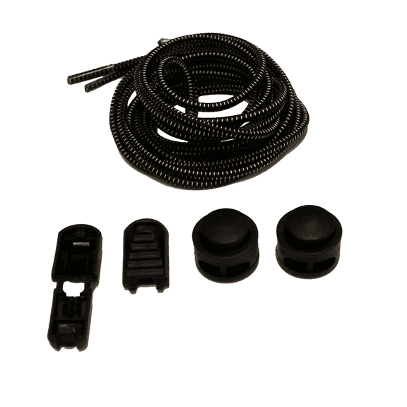 FeetPeople Elastic No-Tie Shoelaces 1 Pair, Black