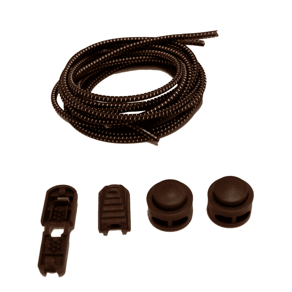 FeetPeople Elastic No-Tie Shoelaces 1 Pair, Brown