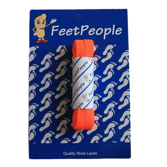 FeetPeople Flat Shoe Laces, Neon Orange, 54 Inch