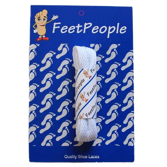 FeetPeople Flat Shoe Laces, White, 27 Inch