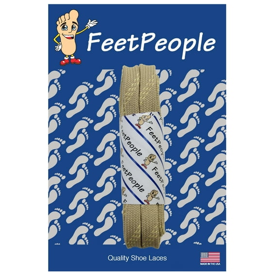 FeetPeople Strong Flat Laces , Tan w/ Natural , Reinforced w/ Kevlar, 60