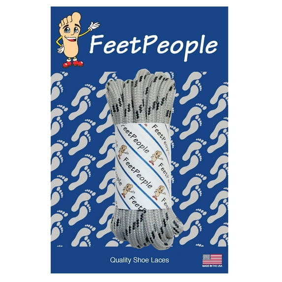 FeetPeople Strong Round Laces , Gray w/ Black , Reinforced w/ Kevlar, 60