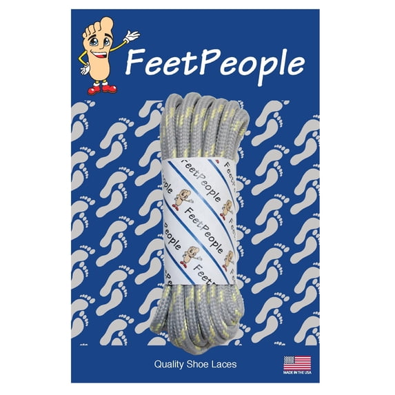FeetPeople Strong Round Laces , Gray w/ Natural , Reinforced w/ Kevlar, 72