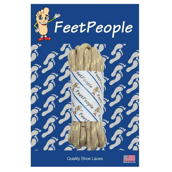 FeetPeople Strong Round Laces , Tan w/ Natural , Reinforced w/ Kevlar, 45