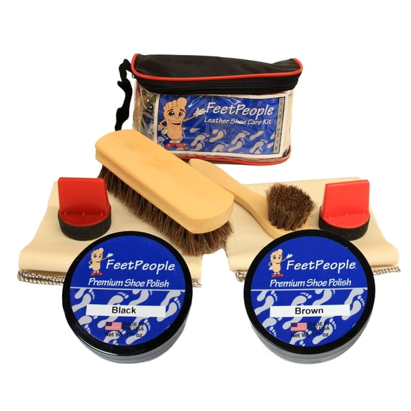 FeetPeople Ultimate Leather Care Kit with Travel Bag, Black & Brown