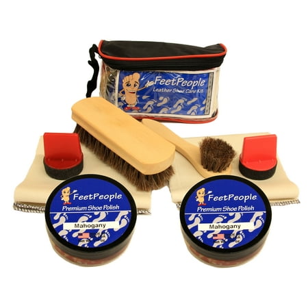 FeetPeople Ultimate Leather Care Kit with Travel Bag, Mahogany