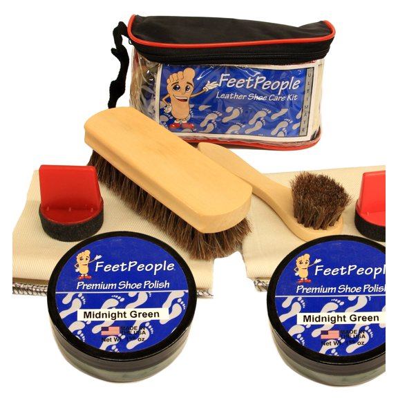 FeetPeople Ultimate Leather Care Kit with Travel Bag, Midnight Green
