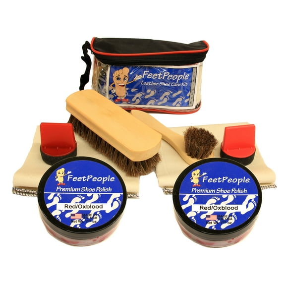 FeetPeople Ultimate Leather Care Kit with Travel Bag, Red/Oxblood