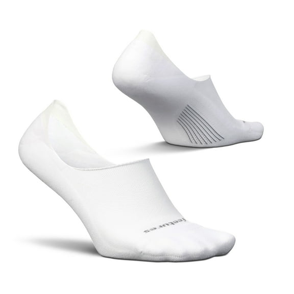 Feetures Elite Light Cushion Invisible Socks - Anti-Slip Sport Sock Liner with Targeted Compression - White, M (1 Pair)