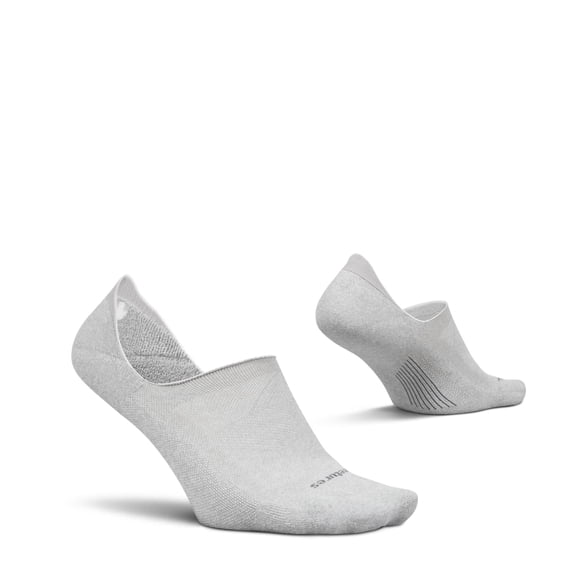 Feetures Elite Light Cushion Invisible Socks - Anti-Slip Sport Sock Liner with Targeted Compression - Light Gray , Medium (1 Pair)