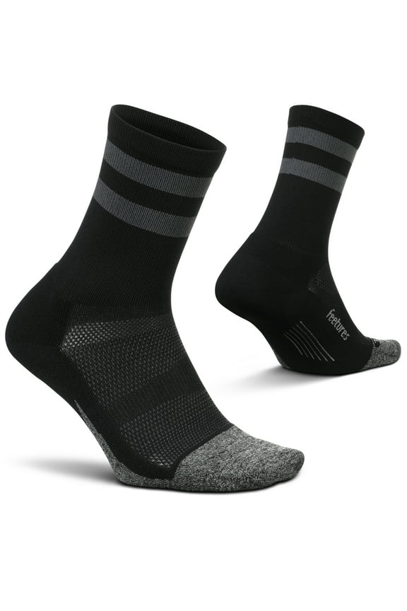 Feetures Elite Light Cushion Mini Crew Sock - Sport Sock with Targeted Compression - Dark Gray, XL (1 Pair)