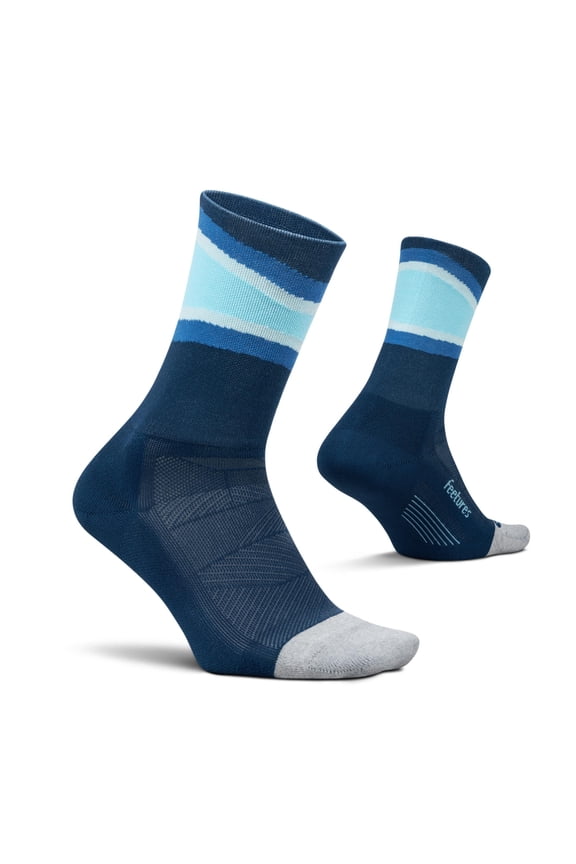 Feetures Elite Light Cushion Mini Crew Sock - Sport Sock with Targeted Compression - Blue Bounce , Medium (1 Pair)