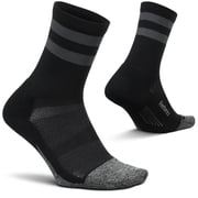 Feetures Elite Light Cushion Mini Crew Sock - Sport Sock with Targeted Compression - Dark Gray, M 1 Pair