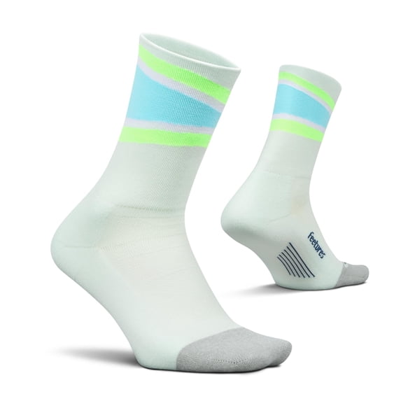 Feetures Elite Light Cushion Mini Crew Sock - Sport Sock with Targeted Compression - Mint Bounce , Small (1 Pair)