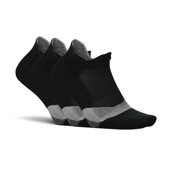 Feetures Elite Light Cushion No Show Tab - Running Socks for Men & Women - Athletic Compression Socks - Moisture Wicking - L, New Black - (3Pair)