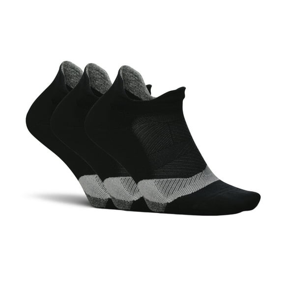 Feetures Elite Light Cushion No Show Tab - Running Socks for Men & Women - Athletic Compression Socks - Moisture Wicking - L, New Black - (3Pair)