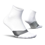 Feetures Elite Light Cushion Quarter Solid - Sport Sock with Targeted Compression - New White, M 1 Pair