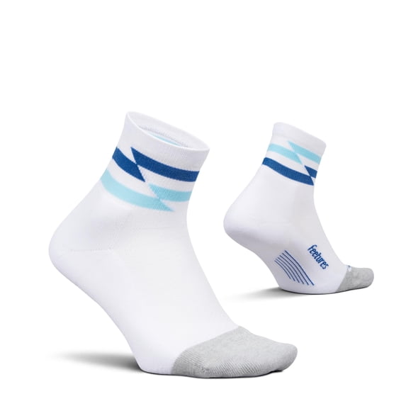 Feetures Elite Light Cushion Quarter Solid - Sport Sock with Targeted Compression - White Track , Small (1 Pair)