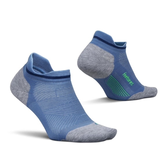 Feetures Elite Max Cushion No Show Tab Ankle Socks - Sport Sock with Targeted Compression - Bahama Blue, XL (1 Pair)