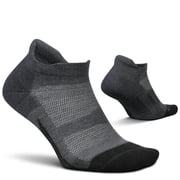 Feetures Elite Max Cushion No Show Tab Ankle Socks - Sport Sock with Targeted Compression - Grey, S 1 Pair