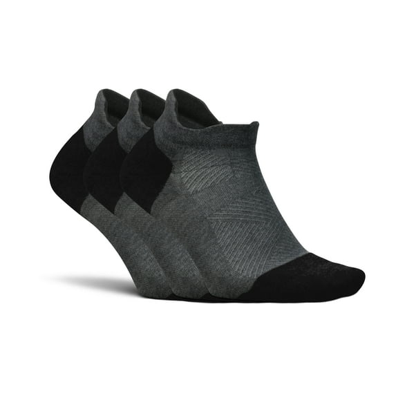 Feetures Elite Max Cushion No Show Tab - Running Socks for Men & Women - Athletic Compression Socks - Moisture Wicking - S, New Gray-3Pair