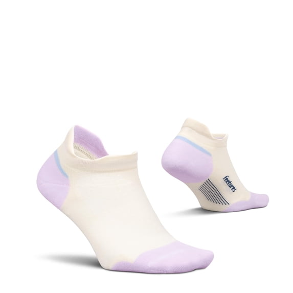 Feetures Elite Max Cushion No Show Tab Wave- Running Socks for Men & Women, Athletic Compression Socks, Moisture Wicking - Lilac Breeze , Large (1 Pair)