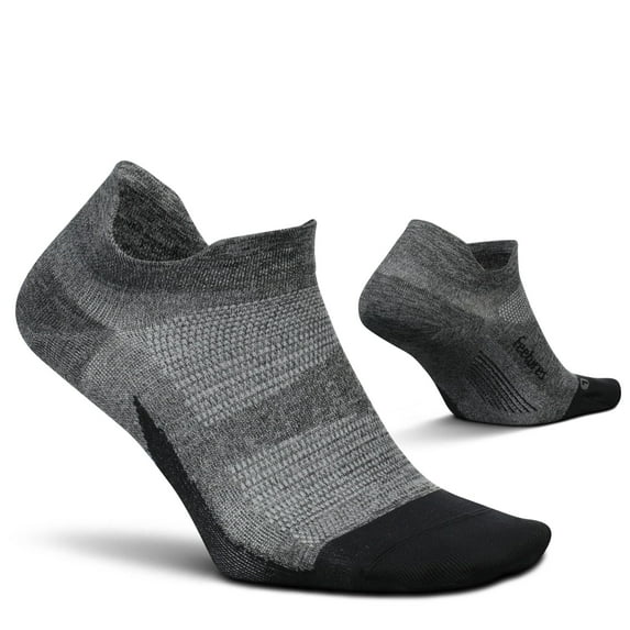 Feetures Elite Ultra Light Cushion Ankle Socks - Sport Sock with Targeted Compression - Grey, L (1 Pair)