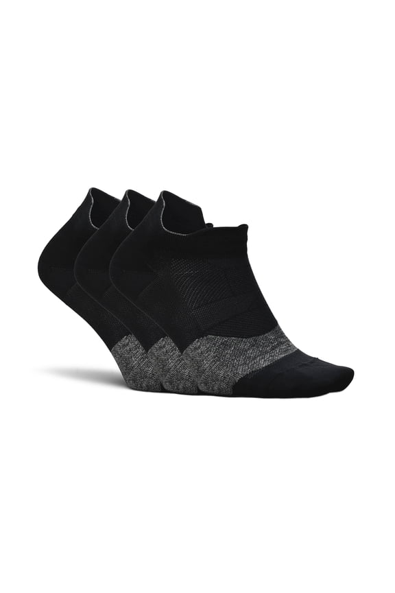 Feetures Elite Ultra Light Cushion Ankle Socks - Sport Sock with Targeted Compression - New Black, M (3 Pair)