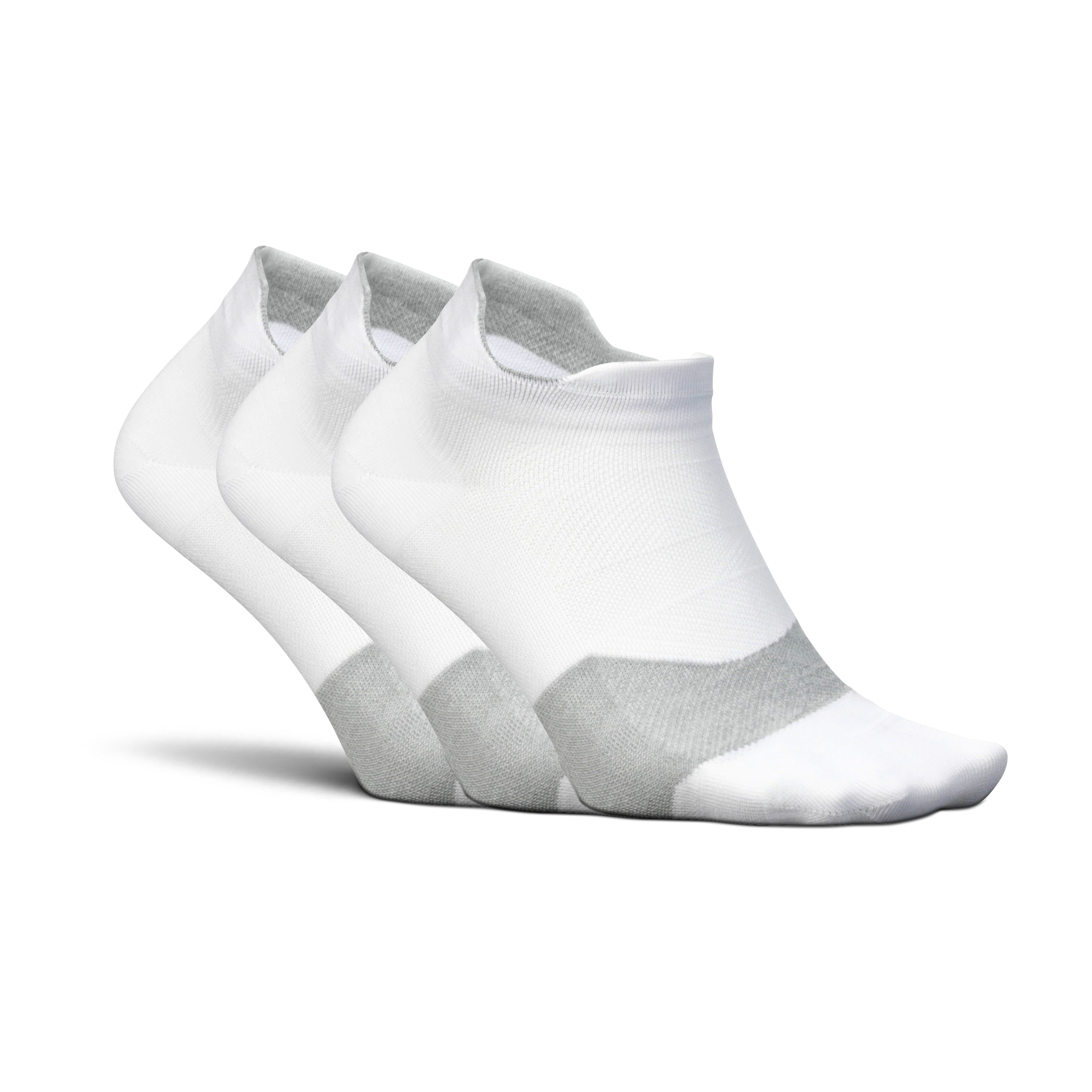 Feetures Elite Ultra Light Cushion Ankle Socks - Sport Sock with Targeted Compression - New White, M (3 Pair)