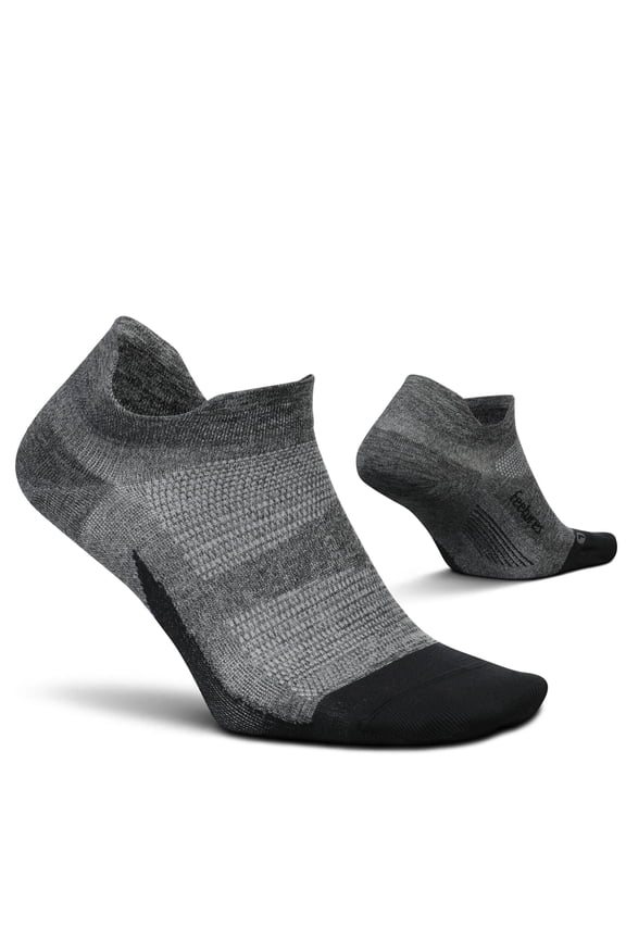 Feetures Elite Ultra Light Cushion Ankle Socks - Sport Sock with Targeted Compression - Grey, S (1 Pair)