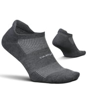 Feetures High Performance Max Cushion Ankle Sock - No Show Socks for Women & Men with Heel Tab - Heather Gray, L 1 Pair