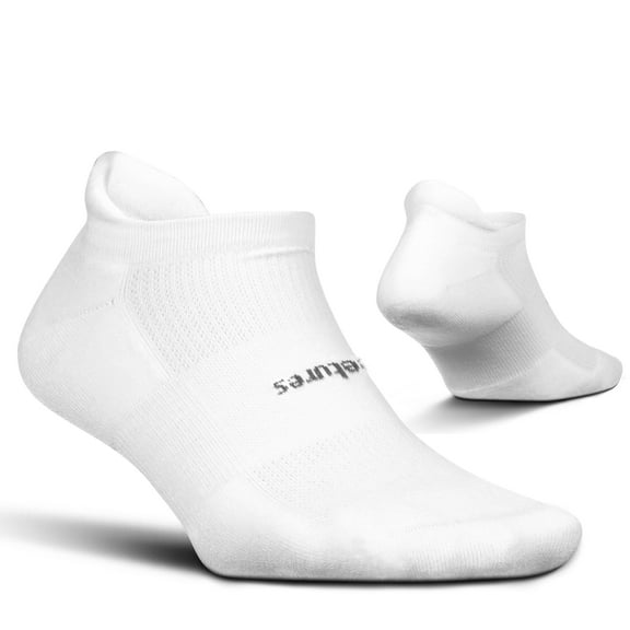 Feetures High Performance Max Cushion Ankle Sock - No Show Socks for Women & Men with Heel Tab - White, L (1 Pair)