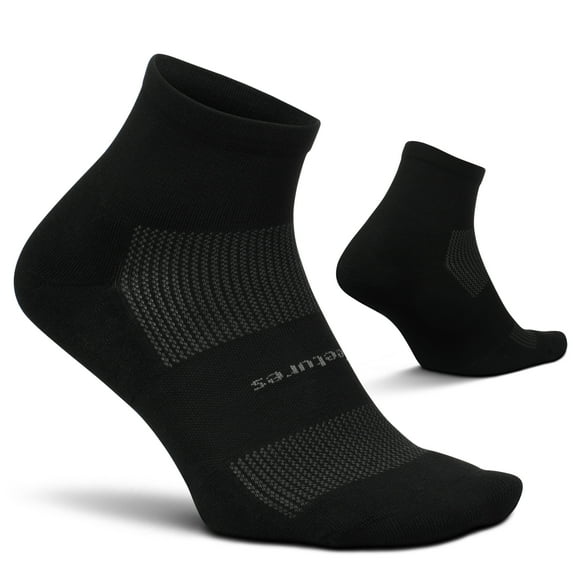 Feetures High Performance Max Cushion Quarter Sock for Women & Men - Moisture-Wicking Athletic Socks - Black, XL (1 Pair)