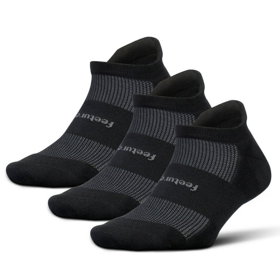 Feetures High Performance Max Cushion Ankle Sock - No Show Socks for Women & Men with Heel Tab - Black, XL - (3 Pair)