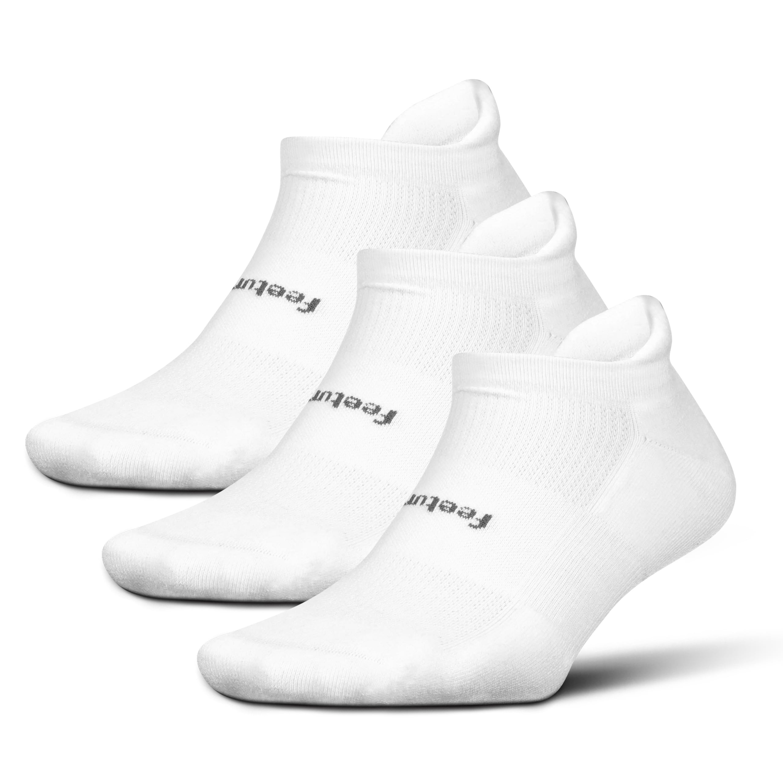 Feetures High Performance Max Cushion Ankle Sock - No Show Socks for Women & Men with Heel Tab - White, S - (3 Pair)
