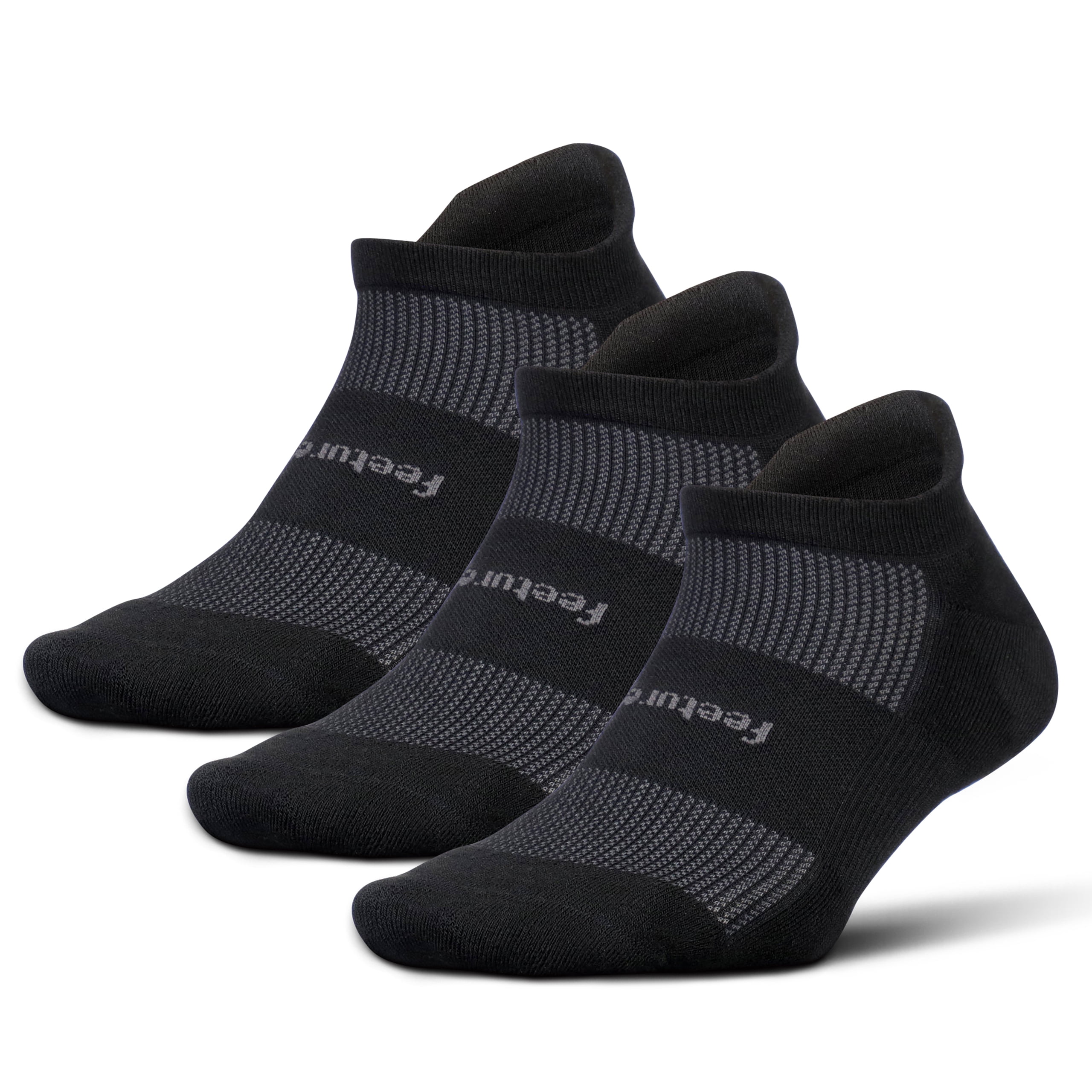 Feetures High Performance Ultra Light Ankle Sock - No Show Socks for Women & Men with Heel Tab - Black, XL - (3 Pair)