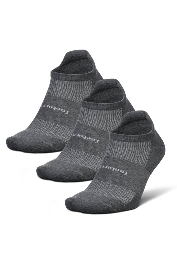 Feetures High Performance Ultra Light Ankle Sock - No Show Socks for Women & Men with Heel Tab - Heather Gray, L - (3 Pair)