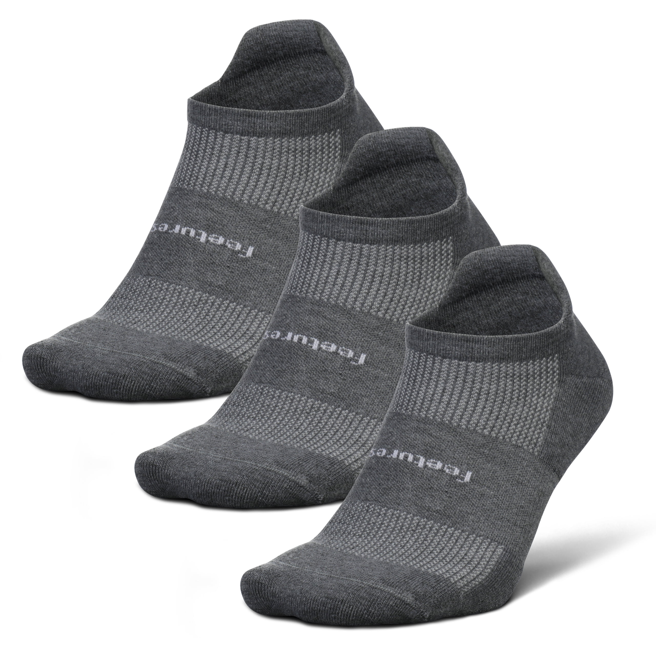 Feetures High Performance Ultra Light Ankle Sock - No Show Socks for Women & Men with Heel Tab - Heather Gray, S - (3 Pair)