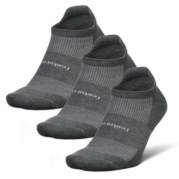 Feetures High Performance Ultra Light Ankle Sock - No Show Socks for Women & Men with Heel Tab - Heather Gray, XL - (3 Pair)