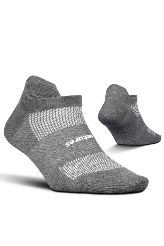 Feetures High Performance Ultra Light Ankle Sock - No Show Socks for Women & Men with Heel Tab - Heather Gray, L - (1 Pair)