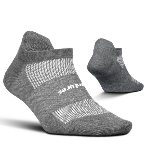 Feetures High Performance Ultra Light Ankle Sock - No Show Socks for Women & Men with Heel Tab - Heather Gray, S - (1 Pair)
