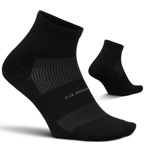 Feetures High Performance Ultra Light Cushion Quarter Sock - Moisture-Wicking Athletic Socks - Black, XL (1 Pair)