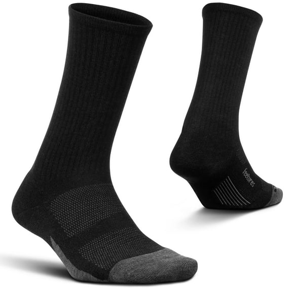 Feetures Merino 10 Cushion Crew Sock- Wool Sock for Women & Men, Hiking & Running, Targeted Compression (1 Pair) XL, Charcoal