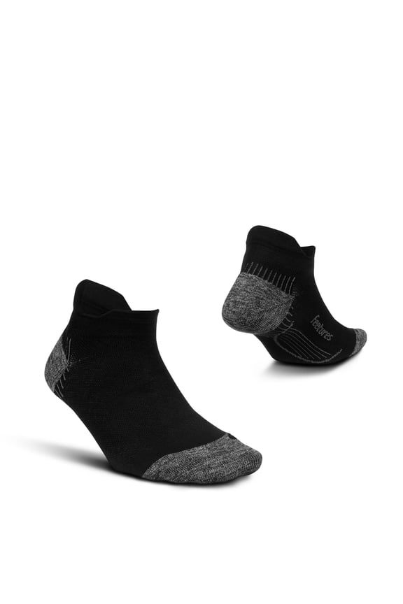 Feetures Plantar Fasciitis Relief Sock Light Cushion No Show Tab - Targeted Compression Sock for Women & Men - M, Black (1 Pair)