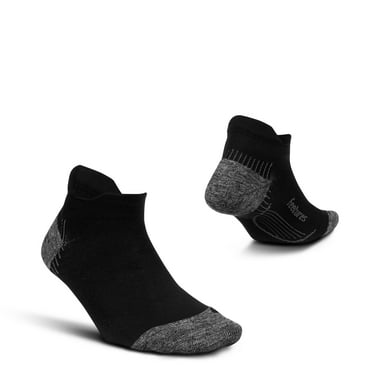 Feetures Plantar Fasciitis Relief Sock Light Cushion No Show Tab - Targeted Compression Sock for Women & Men - S, Black (1 Pair)