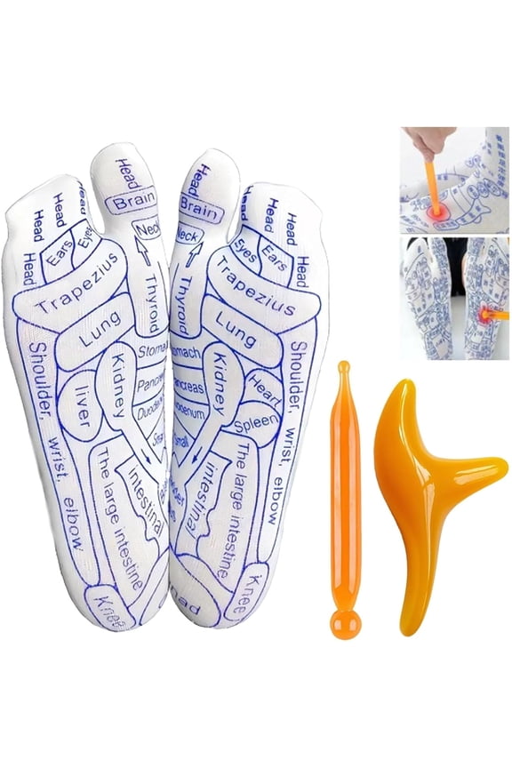 FeetyFirst Reflex Therapy Socks Set with Trigger Point Massage Tool for Foot Relaxation, Foot Acupoint Massage Socks